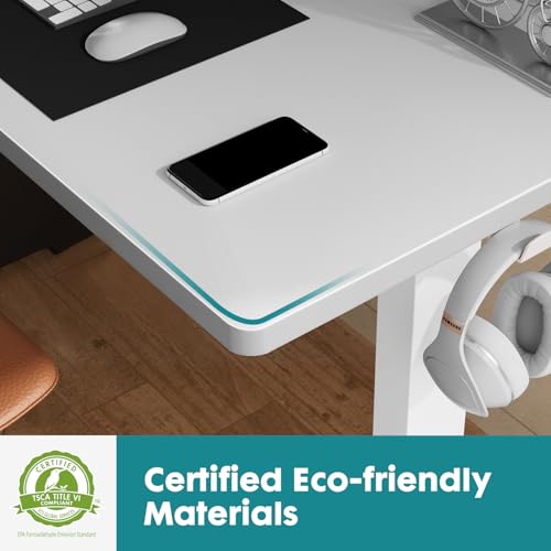 NEWBULIG Electric Standing Desk, Height Adjustable Sit Stand Up Desk, 40" X 24" Computer Workstation Rising Home Office Gaming Table with Memory Preset Splice Board, White NEWBULIG