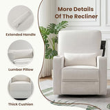 360° Swivel Rocker Recliner Chair with Adjustable Footrest, Rocking Chair Nursery with Phone Stand & Cup Holder,Manual Nursing Chair Glider Recliner Armchair for Adults, Living Room (Beige)