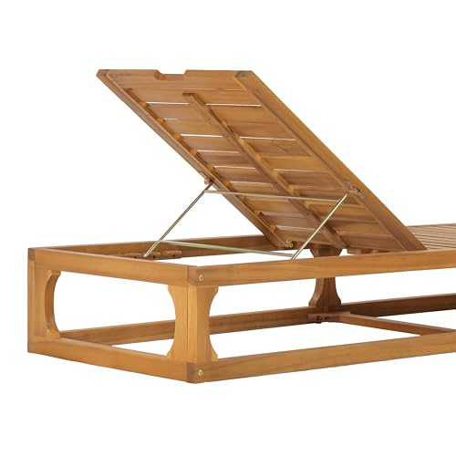 Christopher Knight Home Vauz Patio Chaise Lounge Chair Outdoor, Acacia Wood Poolside Sun Lounger with Slatted Design, Open Frame Pool Lounger with Adjustable Backrest, Natural (Frame Only)