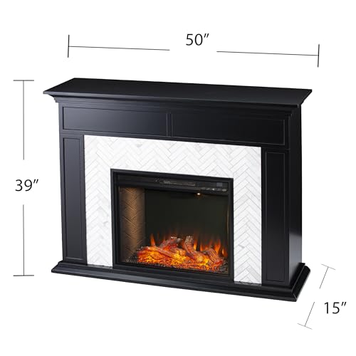 SEI Furniture Torlington Marble Tiled Electric Fireplace - Black