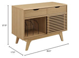 Modway Render Mid-Century Modern 37" Vinyl Record Display Stand with Drawers in Oak Modway