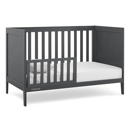 Delta Children Hayes 4-in-1 Convertible Crib - Greenguard Gold Certified, Charcoal Grey