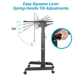 AVLT 47" Height Adjustable Mobile Workstation with Tilting Desk (3 ft 11 inches) - Foot Pedal Pneumatic Standing Desk Cart - Mobile Laptop Cart - Mobile Black Cart with Brake Casters AVLT