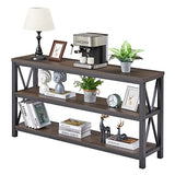 FATORRI Rustic Industrial Console Table with 3-Tier Shelves - Walnut Brown Entryway Sofa Table FATORRI