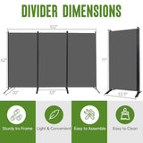 JVVMNJLK Indoor Room Divider, Portable Office Divider, Room Divider Wall Screen 3 Panel, Folding Partition Privacy Screen Walls Dividers for Room Separator 102" W x 71.3" H, Grey JVVMNJLK