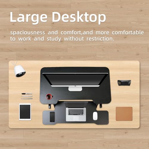 Juyancao Standing Desk Converter, 32" Height Adjustable Sit to Stand Up Workstation, Dual Monitor Desk Riser with Keyboard Tray, Black Desktop Tabletop Riser Laptop for Home Office Juyancao