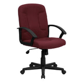 Flash Furniture Garver Mid-Back Burgundy Fabric Executive Swivel Office Chair with Nylon Arms Flash Furniture