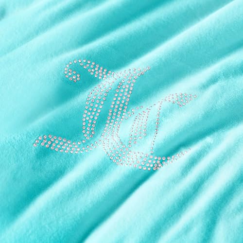 Juicy Couture Blue Crush Velour Twin/Twin XL Comforter Set - 2 Piece Luxury Bedding Ensemble Juicy Couture