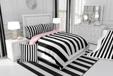 Erosebridal Black and White Striped Twin Comforter Set (Pink Reversible) | Striped Bedding Set Pink and Black Comforter Sets for Kids Teens Adults Cute Pinstripe Girls Bed Quilt Sets Erosebridal