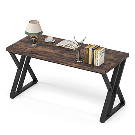 LITTLE TREE 55 Inch Large Simple Industrial Computer Desk Study Writing Table Home Office Workstation,Rustic Brown LITTLE TREE