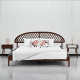 NTC Gem King Bed Frame in Dark Walnut with Silent Slats and Mid-Century Design NTC