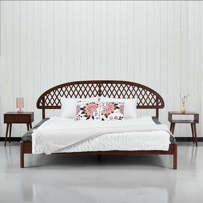 NTC Gem King Bed Frame in Dark Walnut with Silent Slats and Mid-Century Design