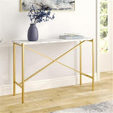 Braxton 46'' Wide Rectangular Console Table with Faux Marble Top in Gold Henn&Hart