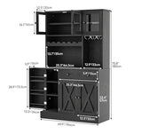 YITAHOME 71''H Kitchen Pantry Cabinet with Drawer, Doors, Goblet Holder, Wine Rack for Storage, Tall Cabinet with Power Outlet for Kitchen & Living Room (Black Oak) YITAHOME