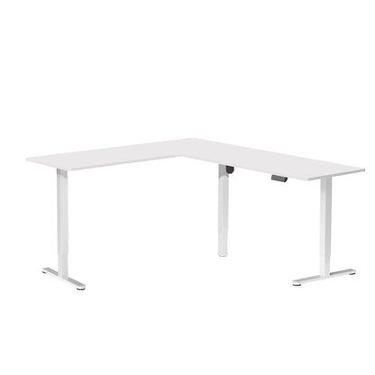 VIVO Electric Corner L-Shaped 75 x 63 inch Standing Desk, Height Adjustable, Memory Controller, White Top White Frame, DESK-E3CTW-75