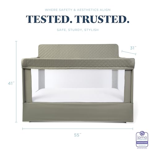 Baby Delight Lunaire Full Size Crib | Breathable Mesh Baby Crib | Tool-Free Assembly Baby Bed | 100% GOTS Certified Organic Cotton Fabric | Organic Sage