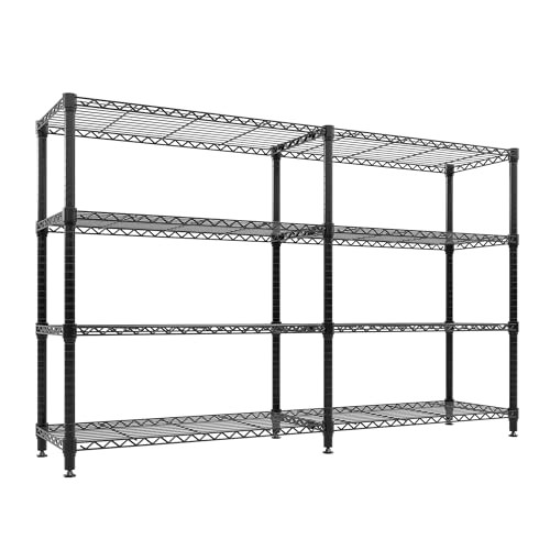Garvee 70.8" W Storage Shelves Metal Shelving Unit, 4-Tier Heavy Duty Wire Shelving L-Shaped Storage Rack with Adjustable Shelf for Pantry Kitchen Corner Bedroom, 1100 LBS Capacity Garvee