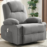 Weture Swivel Rocker Recliner Chair with Heat and Massage, 360 Degree Swivel Recliner Chair with Cup Holders and USB Port, Big Oversized Rocking Single Sofa for Living Room (Fabric, Cloud Grey)