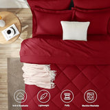 CozyLux King Size Comforter Set Dark Red - 7 Pieces Bed in a Bag King, Luxury Soft Bed Set for All Seasons, Bedding Set with Down Alternative Comforter, Sheets, Pillowcases & Shams