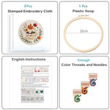 Konrisa Flower Cup Embroidery Kits for Adults,Creative Floral Embroidery Starter Kit DIY Sewing Practice with Hoop,Needlepoint Cross Stitch Kit, Set of 2