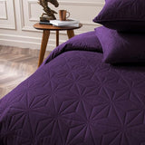 Whale Flotilla King Quilt Bedding Set, Soft Purple Bedspreads Quilts King Size for All Seasons, 3 Pieces Lightweight Geometric Star Pattern Coverlet Whale Flotilla