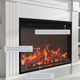 BELLEZE Modern 66" Mantel with Electric Fireplace Heater with Sound,Modern TV Stand for TVs up to 75", Media Entertainment Center with Side Shelves - Lenore (White) BELLEZE