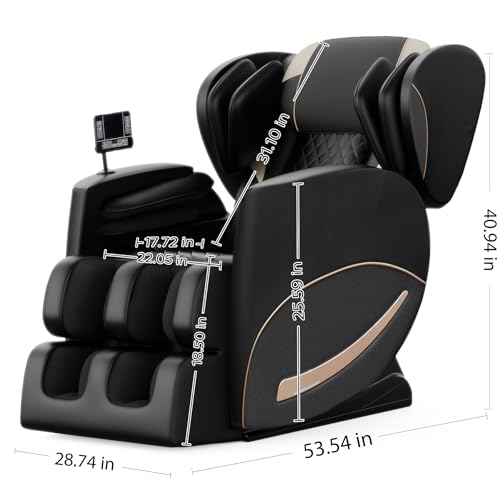 KEIKI Zero Gravity Massage Chair Recliner with 10 Massage Rollers, Full Body Air Pressure Therapy, Heated Lumbar & Leg, Foot & Calf Massage, Bluetooth Audio, Adjustable Intensity, PU Leather, Black KEIKI