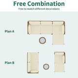 YITAHOME 3 Pieces Patio Furniture Set, Outdoor Wicker Conversation Sectional L-Shaped Sofa with 4 Seater for Backyard, Porch, Boho Detachable Lounger with Cushions and Coffee Table - Beige YITAHOME