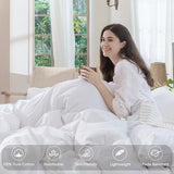 MooMee Bedding Duvet Cover Set 100% Washed Cotton Linen Like Textured Breathable Durable Soft Comfy (Solid Bright White, Queen 90"x90") MooMee