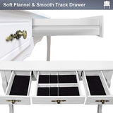 ENSTVER Vanity Beauty Station,Tri-Folding Mirrors,6 Organization 7 Drawers Makeup Dress Table with Cushioned Stool-White ENSTVER