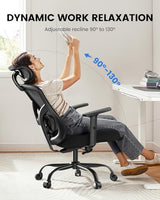 NOBLEWELL Ergonomic Office Chair with Padded Lumbar Support, 2D Headrest, Adjustable Armrests, Upgraded Contoured Seat Cushion, 130° Rocking Tilt, Computer Gaming Chair for Home Office NOBLEWELL