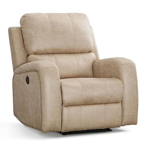 HAOMARKETS Electric Recliner Chair, Soft PU Leather Power Recliners with Padded Backrest, Single Overstuffed Heavy Duty Reclining Sofa for Living Room Bedroom, Beige