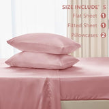 CozyLux Satin Sheets Full Size Sheets - 4 Piece Silky Full Size Bed Sheets, Luxury Dirty Pink Full Bed Set with Smooth and Soft Microfiber, Includes 1 Fitted Sheet, 1 Flat Sheet and 2 Pillowcases CozyLux