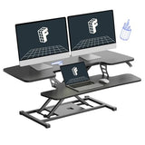 FLEXISPOT Standing Desk Converter 42-inch Spacious Sit to Stand up Dual Monitor and Laptop Riser, Big Size Tabletop Workstation with Large Keyboard Tray, Black FLEXISPOT
