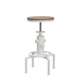 Topower Aged Antique Vintage Industrial Barstool Solid Wood Water Pipe Fire Hydrant Design Cafe Coffee Industrial Bar Stool Set of 2 Antique White Topower