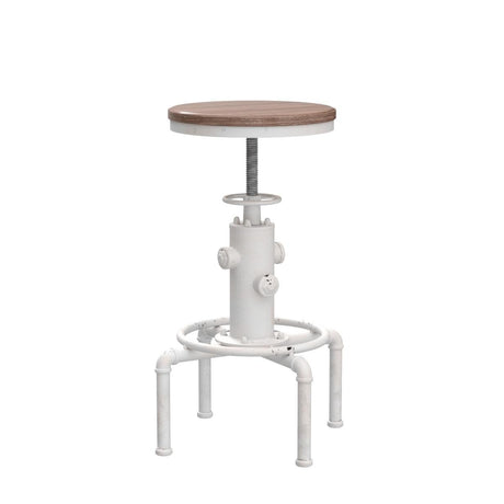 Topower Aged Antique Vintage Industrial Barstool Solid Wood Water Pipe Fire Hydrant Design Cafe Coffee Industrial Bar Stool Set of 2 Antique White Topower