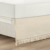 Lush Decor Boho Fringe 15-Inch Tailored Drop Easy Fit Bed Skirt Queen Size Single 60" W x 80" L +15" Neutral - Queen Bed Skirt - Wrap Around Bed Skirt Lush Decor