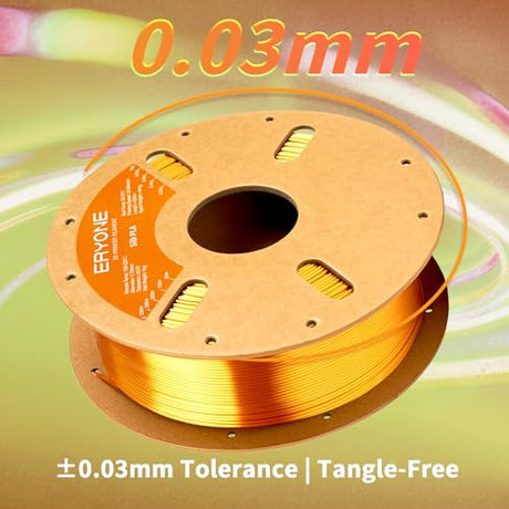 ERYONE Silk PLA Filament for 3D Printer, 1.75mm +/- 0.03mm, 1kg (2.1LBS)/Spool, Liquid Gold ERYONE