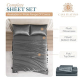 Casa Platino Satin Twin Sheets - Silky Soft Twin Sheet Set with 15 Inch Deep Pocket Fitted Sheet, Luxurious Feel, Silky Smooth,Makes for a Great Nights Sleep, Stylish Finish - Dark Gray Casa Platino
