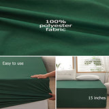 Bedding Twin Size Fitted Sheet Only - Deep Pocket - Fits 15inches Bed Matress Sheet- Bottom Sheet - Soft and Microfiber-Easy Care-Dark Green rushrushlulu