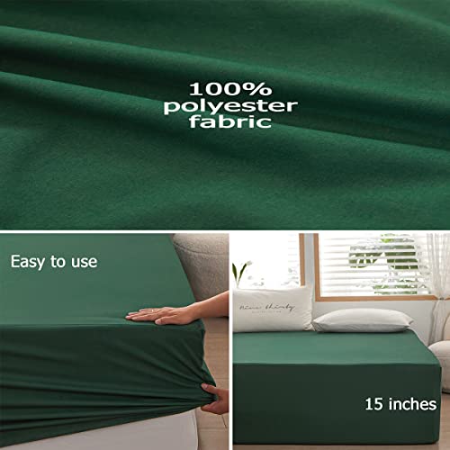 Bedding Full Size Fitted Sheet Only - Deep Pocket - Fits 15inches Bed Matress Sheet- Bottom Sheet - Soft and Microfiber - Easy Care - Dark Green rushrushlulu