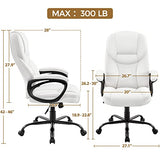 Yaheetech High Back Executive Office Chair Faux Leather Ergonomic Managerial Chair for Meeting Computer Large Seat, Sturdy Metal Base,White Yaheetech