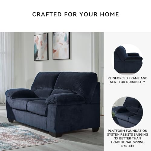 Signature Design by Ashley SimpleJoy Contemporary Loveseat for Living Room, Blue Signature Design by Ashley