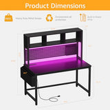 DLisiting Black Gaming Desk with Hutch and Pegboard - 47 Inch Gaming Desk with Shelves Storage Power Outlets, Computer Teen Work Study Writing Desks for Bedroom Home Office DLisiting