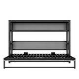 Harper & Bright Designs Twin Size Horizontal Murphy Bed with Shelves, Modern Metal Platform Bed Frame with Foldable and Space-Saving Design, for Home Guest Room Small Room, Grey Harper & Bright Designs