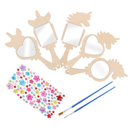 VICASKY Decorate Your Own Wooden Mirrors for Boy Girl Unicorn Handheld Mirrors DIY Craft Kits for Girls for Princess Parties Room Decor and Art Activities VICASKY