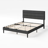 ZINUS Full Piper Upholstered Platform Bed with Horizontal Paneled Headboard, Wooden Slat Support, No Box Spring Needed, Easy Assembly, Eco Friendly Packaging, Dark Grey ZINUS
