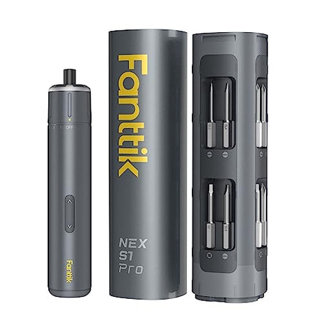 Fanttik S1 Pro 3.7V Electric Screwdriver, Cordless Screwdriver, 16 S2 Metal Bits, 3 Torque Settings, Max 6 N.m, 2000mAh Battery, LED Light, 1/4''Hex, Idea Tool for Furniture/Desktop Computer Fanttik