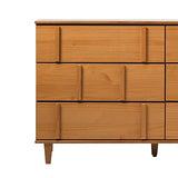 Walker Edison Contemporary Detailed 6-Drawer Solid Wood Dresser, 60 Inch, Caramel-T Walker Edison