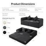 LunaHush 74.8’’ Boneless Modular Convertible Sofa Bed, Fold-Out Floor Couch Loveseat, All-Foam Futon Mattress Couch, Corduroy Sleeper Sofa for Living Room & Small Spaces, No Assembly Required, Black LunaHush